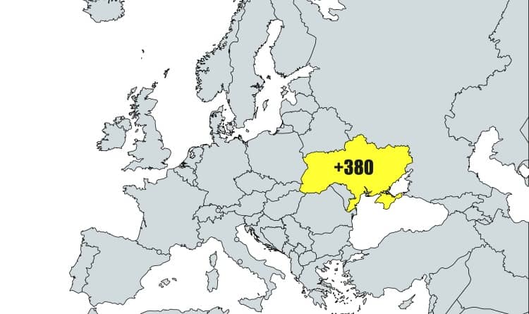 prefijo +380 en Europa
